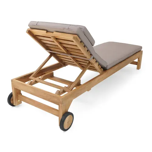 Rama Bain De Soleil En Bois De Teck Avec Coussin - Transat Jardin Réglable En 4 Positions -