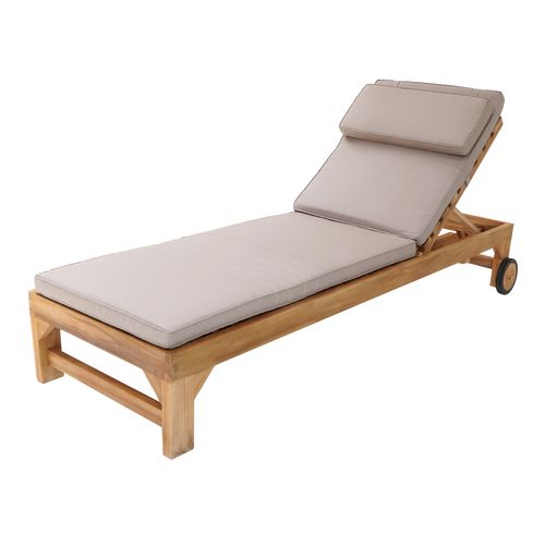 Rama Bain De Soleil En Bois De Teck Avec Coussin - Transat Jardin Réglable En 4 Positions -
