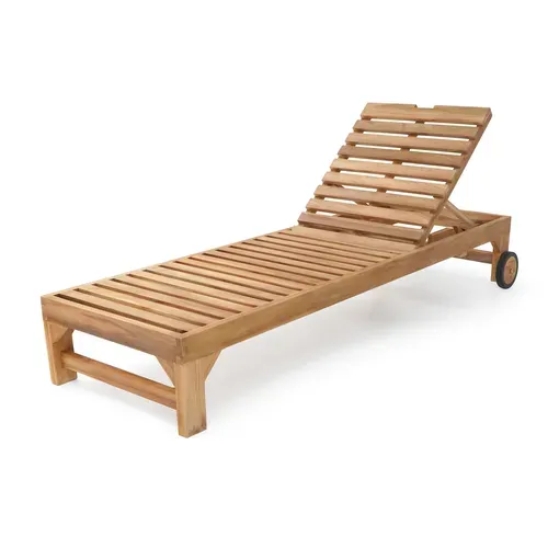 Rama Bain De Soleil En Bois De Teck Avec Coussin - Transat Jardin Réglable En 4 Positions -