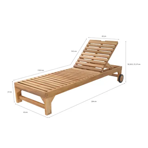 Rama Bain De Soleil En Bois De Teck Avec Coussin - Transat Jardin Réglable En 4 Positions -