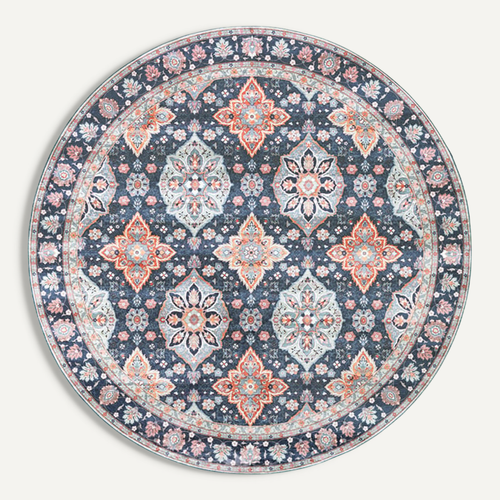 Tapis Rond Vintage - Imagine Oriental Bleu - Rond - D. 200 Cm