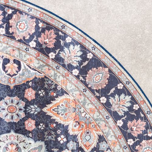 Tapis Rond Vintage - Imagine Oriental Bleu - Rond - D. 200 Cm