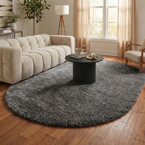 Tapis Shaggy Ovale - Blaze Gris - Ovale - 160x230 Cm