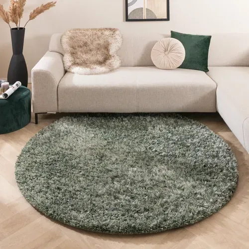 Tapis Rond Shaggy - Grace Vert - Rond - D. 160 Cm