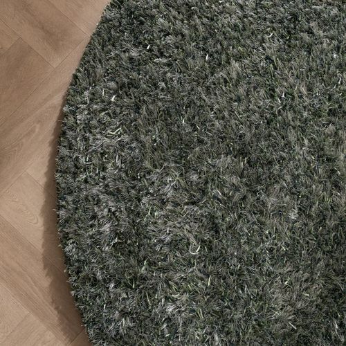 Tapis Rond Shaggy - Grace Vert - Rond - D. 160 Cm