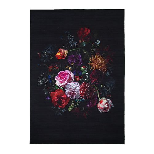 Tapis à Fleurs - Florine Noir/rose - Rectangle - 160x230 Cm