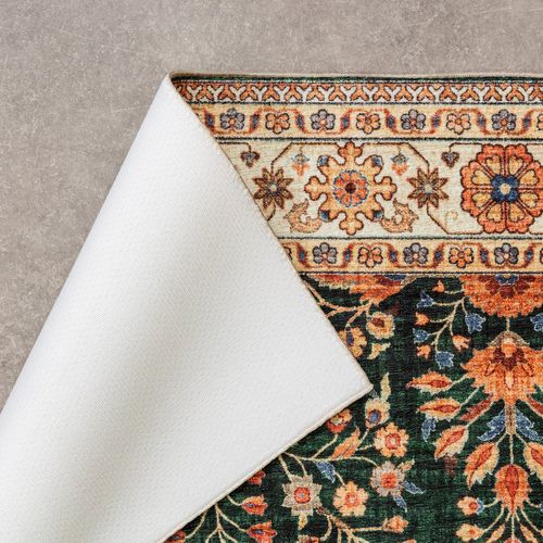 Tapis D'extérieur Vintage - Santo Flora Vert Foncé - Rectangle - 80x150 Cm