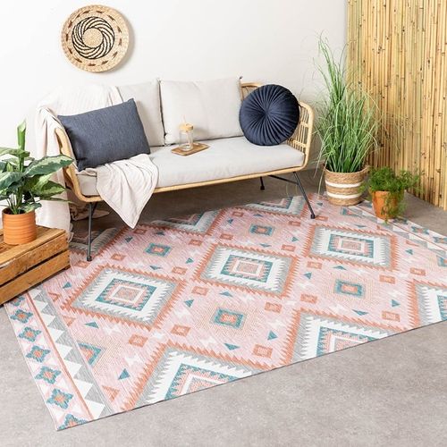 Tapis D'extérieur Bohème - Vedra Aztec Rose - Rectangle - 80x150 Cm