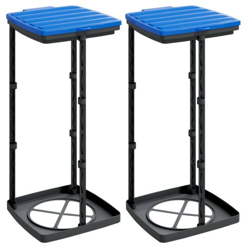 Porte-sacs Poubelles 2 Pièces Noir Et Bleu 60 L Pp