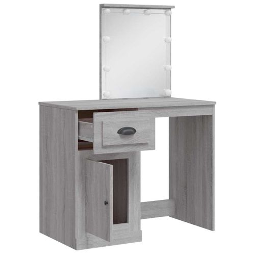 Coiffeuse Avec Lumières LED Sonoma Gris 90x42x132,5 Cm