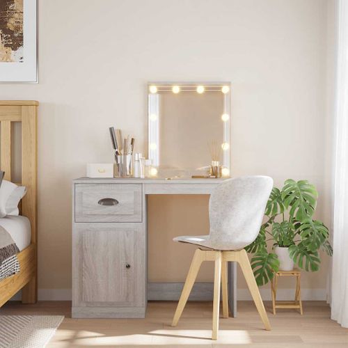Coiffeuse Avec Lumières LED Sonoma Gris 90x42x132,5 Cm