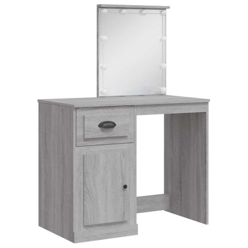 Coiffeuse Avec Lumières LED Sonoma Gris 90x42x132,5 Cm