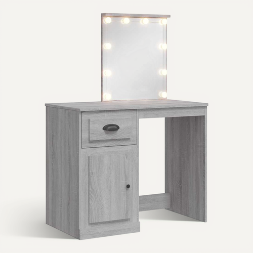 Coiffeuse Avec Lumières LED Sonoma Gris 90x42x132,5 Cm