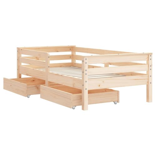 Cadre De Lit Enfant Avec Tiroirs 70x140 Cm Bois De Pin Massif