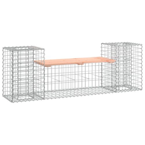 Banc De Jardin Design Gabion En Acier Galvanisé - Plateau Bois Massif Douglas - 184x71x65,5 Cm - Charge Max 110 Kg