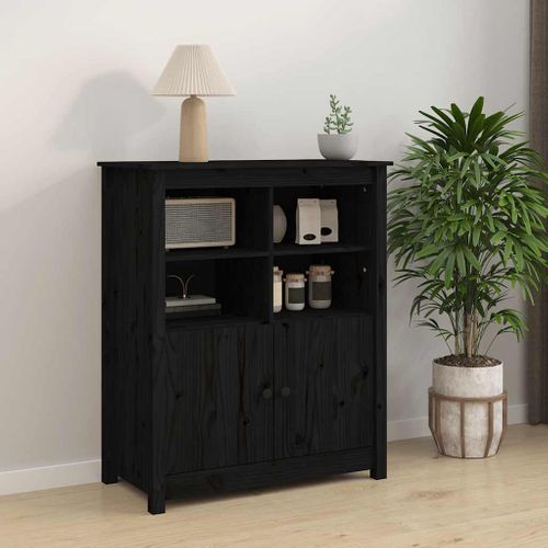 Buffet Noir 83x41,5x100 Cm Bois Massif De Pin