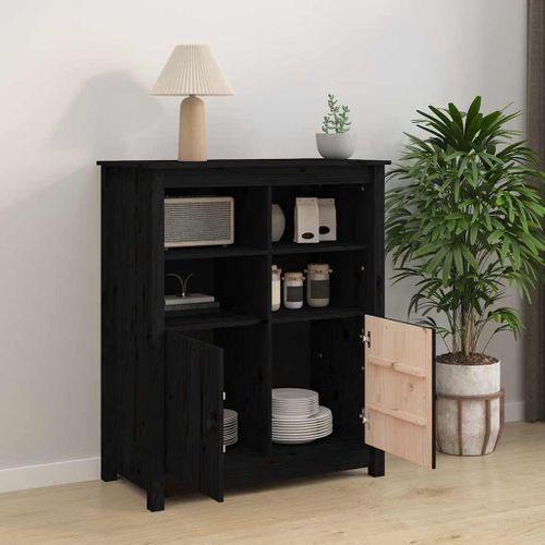 Buffet Noir 83x41,5x100 Cm Bois Massif De Pin