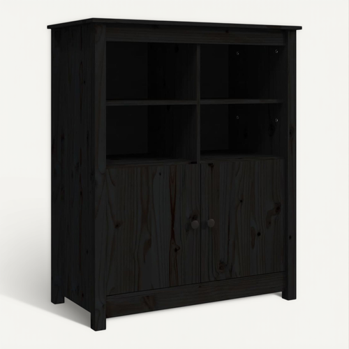 Buffet Noir 83x41,5x100 Cm Bois Massif De Pin
