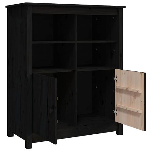 Buffet Noir 83x41,5x100 Cm Bois Massif De Pin