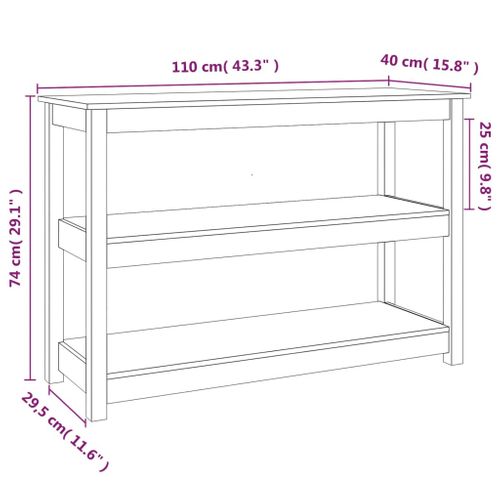 Table Console 110x40x74 Cm Bois Massif De Pin
