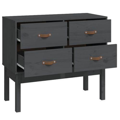 Armoire Console Gris 90x40x78 Cm Bois De Pin Solide