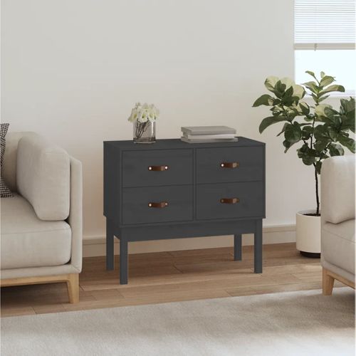 Armoire Console Gris 90x40x78 Cm Bois De Pin Solide