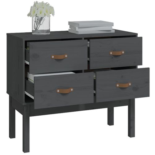 Armoire Console Gris 90x40x78 Cm Bois De Pin Solide