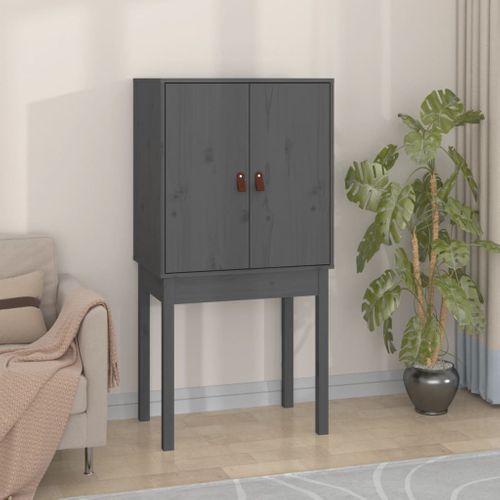Buffet Haut Gris 60x40x120 Cm Bois Massif De Pin