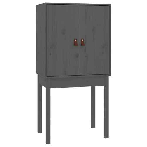 Buffet Haut Gris 60x40x120 Cm Bois Massif De Pin