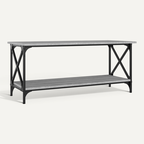 Table Basse Sonoma Gris 100x45x45 Cm Bois Contreplaqué Et Fer