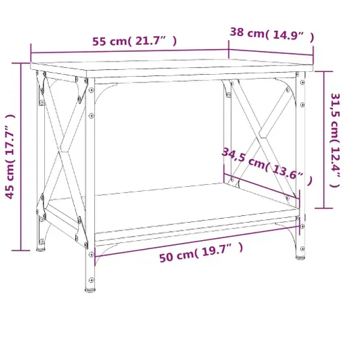Table D'appoint Chêne Sonoma 55x38x45 Cm Bois Contreplaqué
