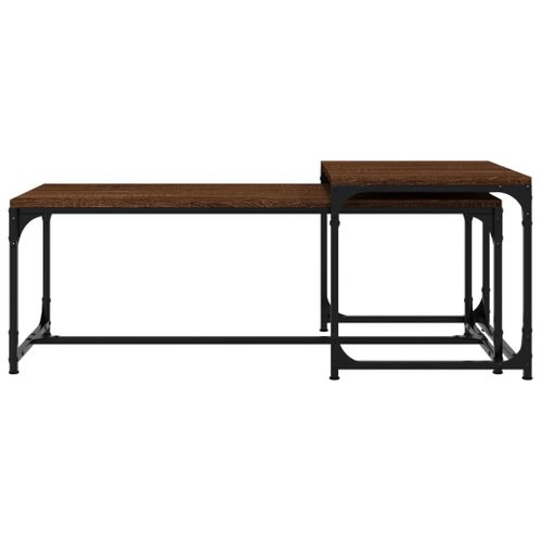 Tables Basses 2 Pièces Chêne Marron Bois Contreplaqué