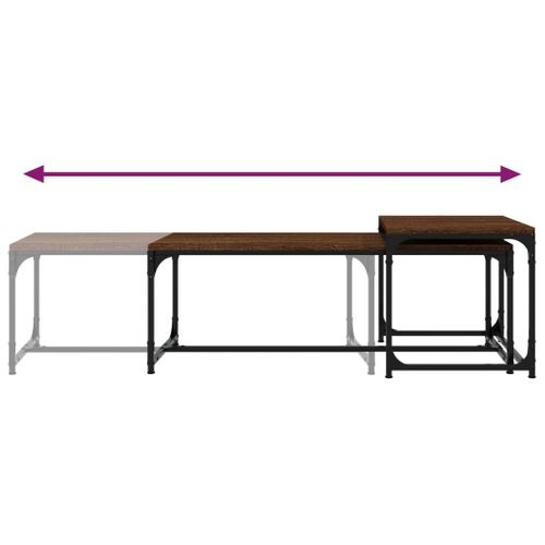 Tables Basses 2 Pièces Chêne Marron Bois Contreplaqué