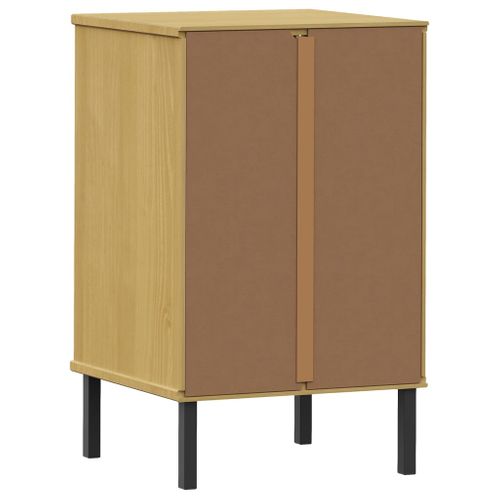 Table De Chevet Avec Pieds En Métal Marron Bois Pin Massif Oslo