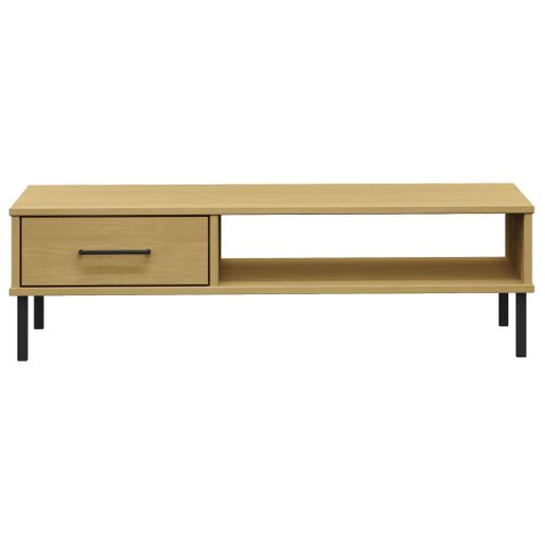 Table Basse Avec Pieds En Métal Marron Bois Pin Massif Oslo