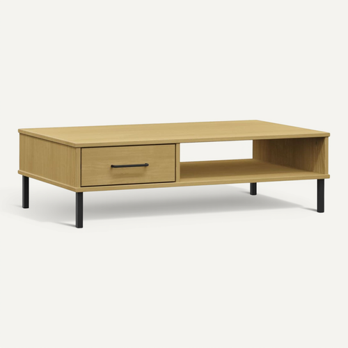 Table Basse Avec Pieds En Métal Marron Bois Pin Massif Oslo