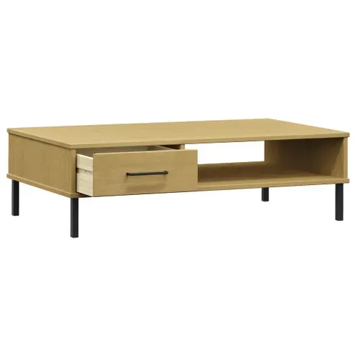 Table Basse Avec Pieds En Métal Marron Bois Pin Massif Oslo