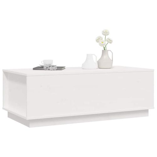 Table Basse Blanc 100x50x35 Cm Bois Massif De Pin