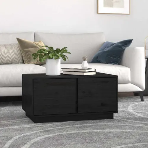 Table Basse Noir 80x50x40 Cm Bois Massif De Pin