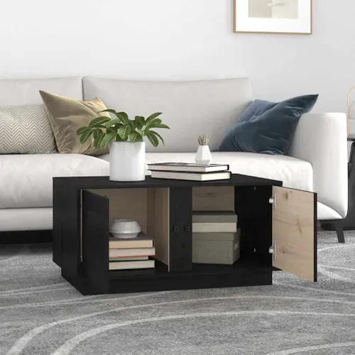 Table Basse Noir 80x50x40 Cm Bois Massif De Pin