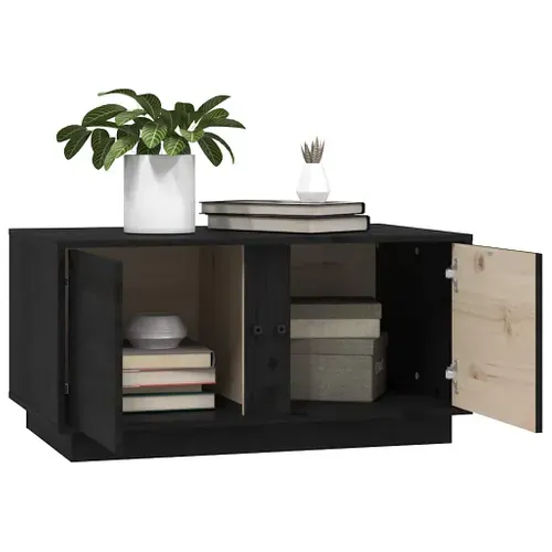 Table Basse Noir 80x50x40 Cm Bois Massif De Pin