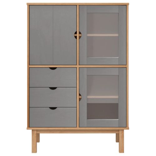 Buffet Haut Otta Marron Et Gris 85x43x125 Cm Bois Massif De Pin