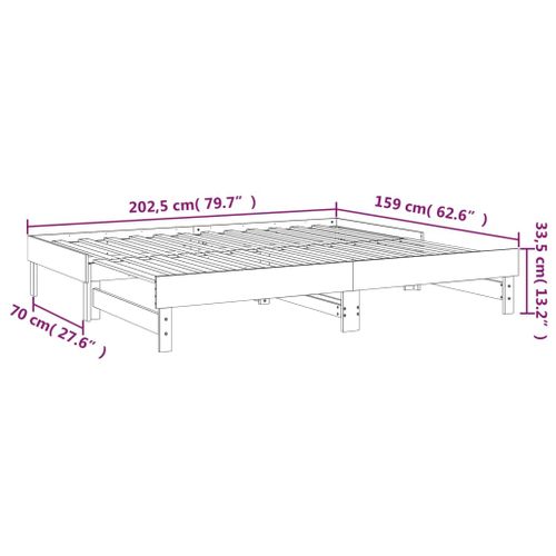 Lit Coulissant Sans Matelas Noir 2x(80x200)cm