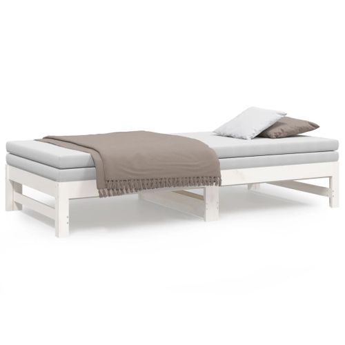 Lit Coulissant Sans Matelas Blanc 2x(90x190) Cm
