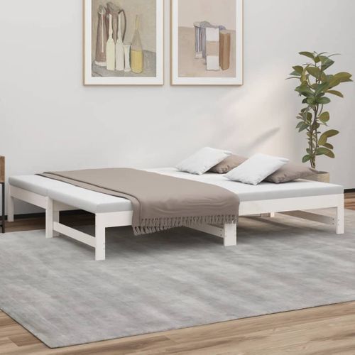 Lit Coulissant Sans Matelas Blanc 2x(90x190) Cm
