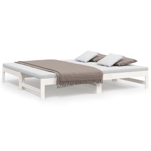 Lit Coulissant Sans Matelas Blanc 2x(90x190) Cm
