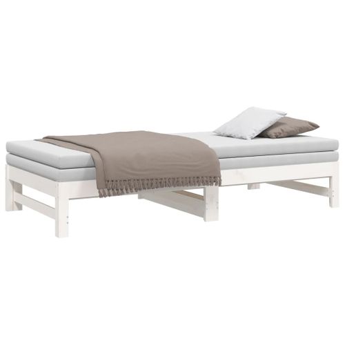 Lit Coulissant Sans Matelas Blanc 2x(90x190) Cm