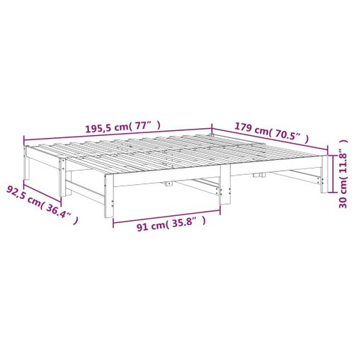 Lit Coulissant Sans Matelas Blanc 2x(90x190) Cm