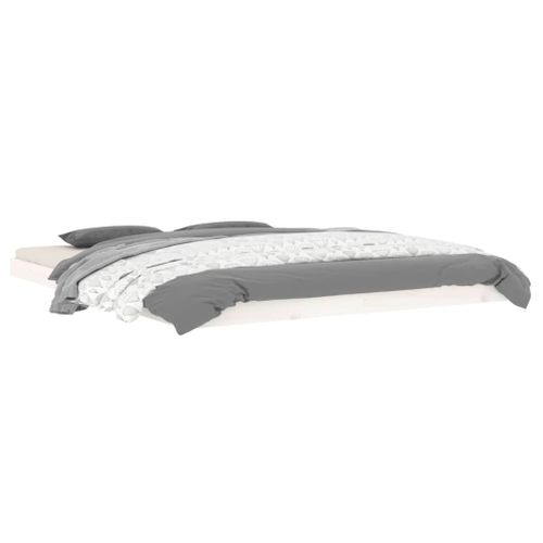 Cadre De Lit Blanc 160x200 Cm Bois De Pin Massif