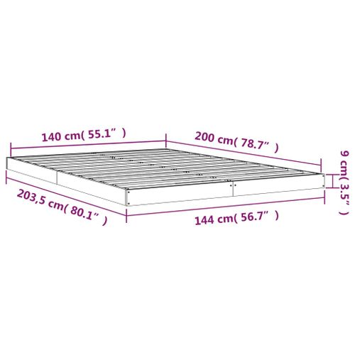 Cadre De Lit Bois Massif Pin 140x200 Cm